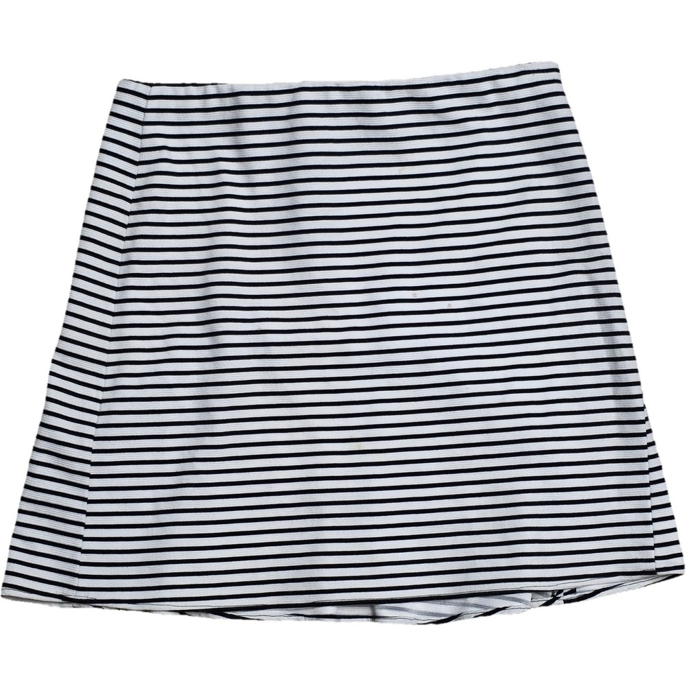 Ann Taylor Women's Black White Stretch Striped‎ Knee-Length Skirt Size 12